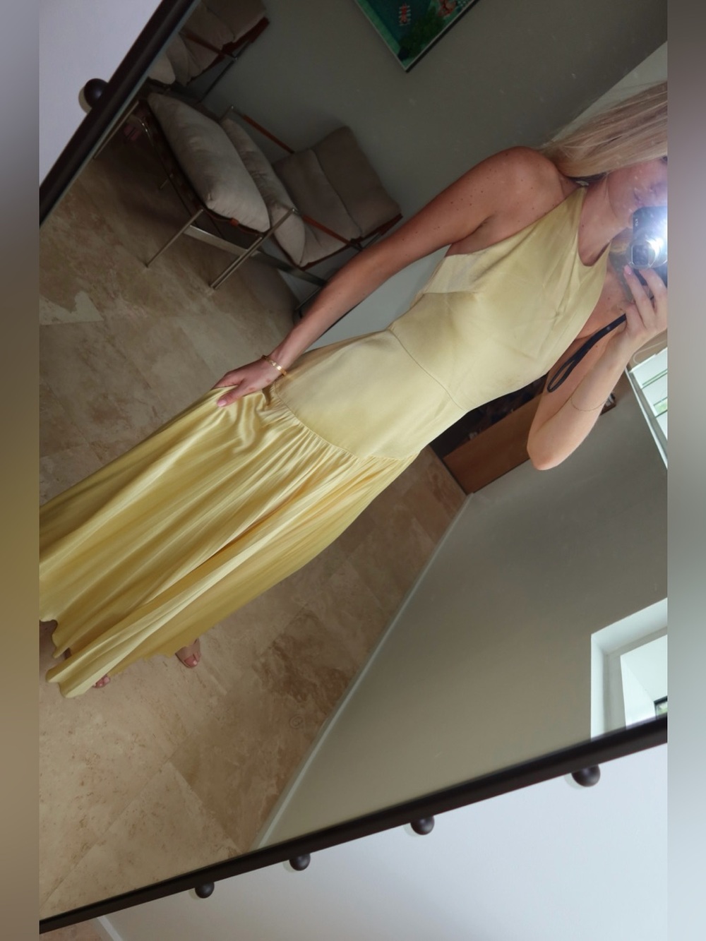 ALEXIS SAAB DRESS - Yellow Halter Maxi Dress